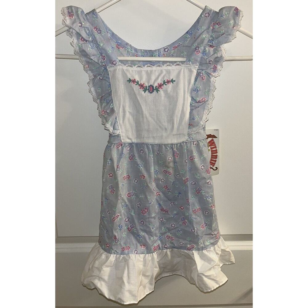 NWT Vintage Winnie The Pooh Dress Size 6 Blue White Pink Floral‎ Ruffle Dainty